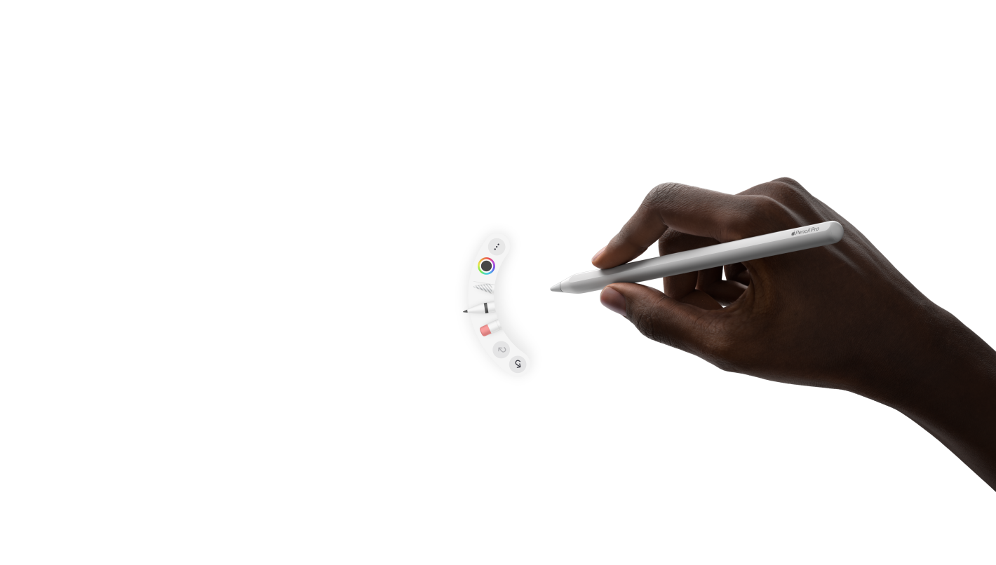 透過顯現新的面板展示 Apple Pencil Pro 的雙指按壓功能。