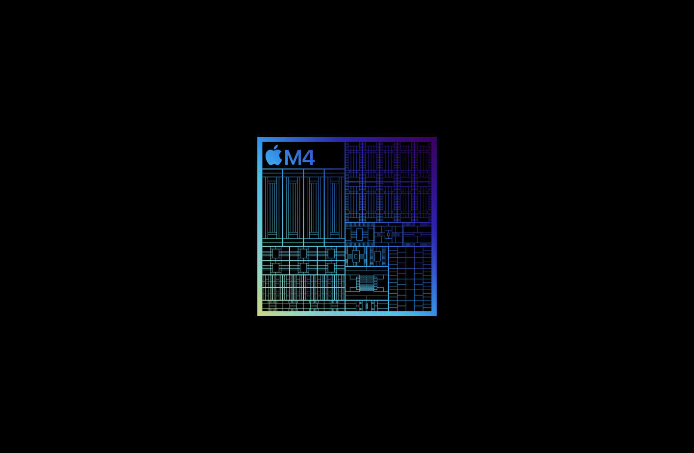 圖片展示 Apple M4 晶片。