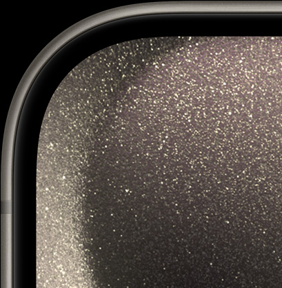 Vista frontal en primer plano de un iPhone 15 Pro que muestra el marco fino y de bordes redondeados