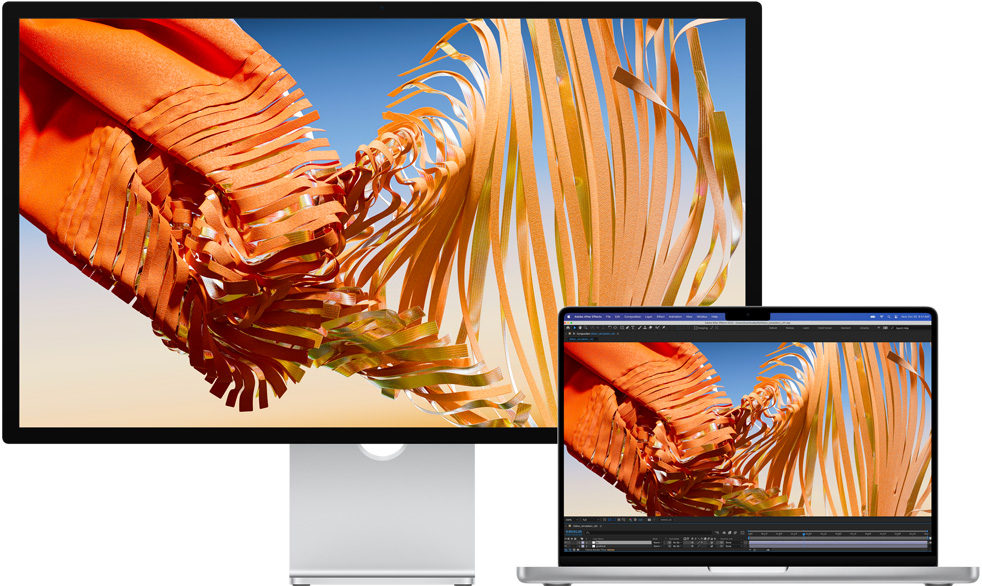 MacBook Pro δίπλα σε Studio Display
